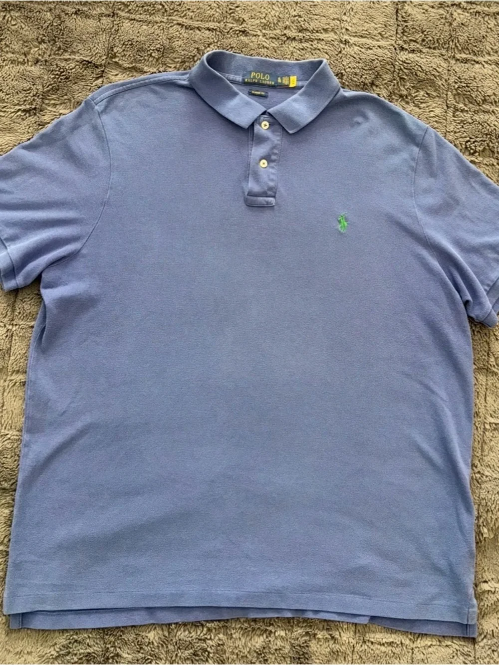 Polo Ralph Lauren Men's Blue Solid Short Sleeve Cotton Logo Classic Fit Shirt XL